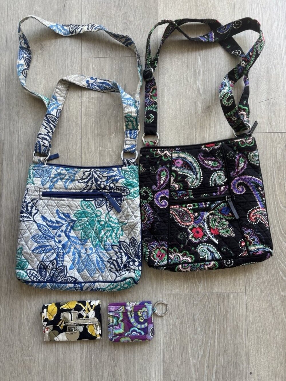 Vera Bradley Triple Zip Hipster Crossbody Bag Quilted Floral Wallet Lot